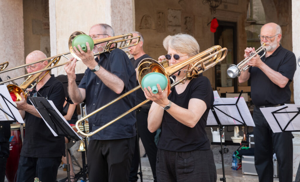 Posaunensatz beim Konzert in Aktion